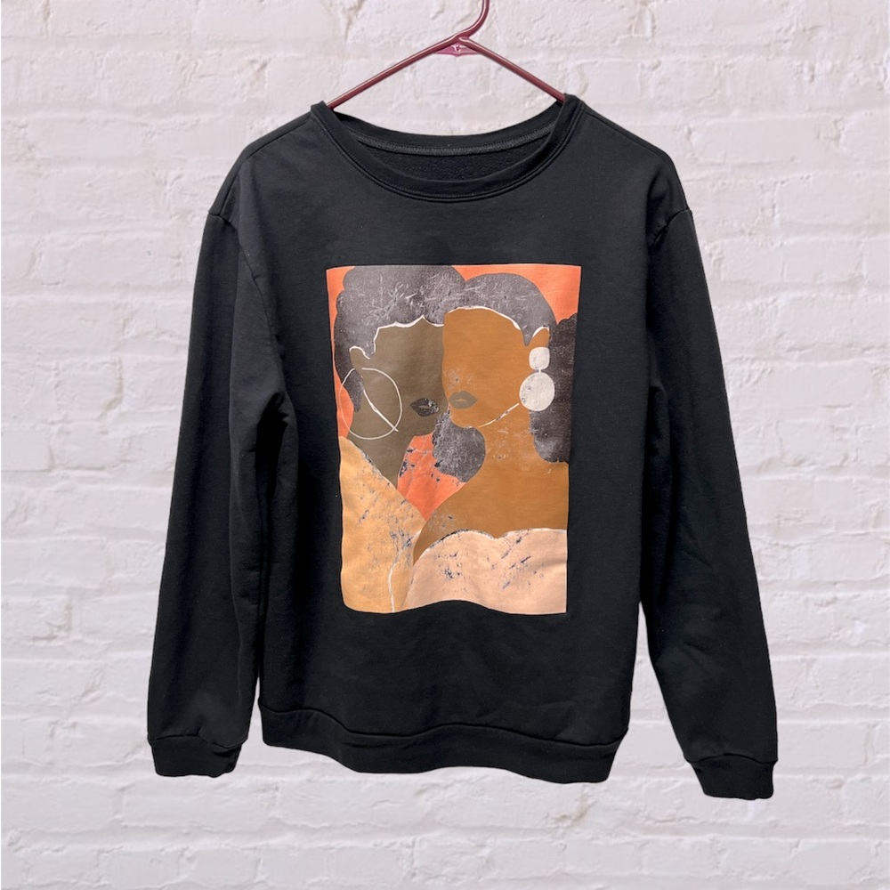 Black and brown Is Beauty black fleece graphic pullover sweatshirt top XL